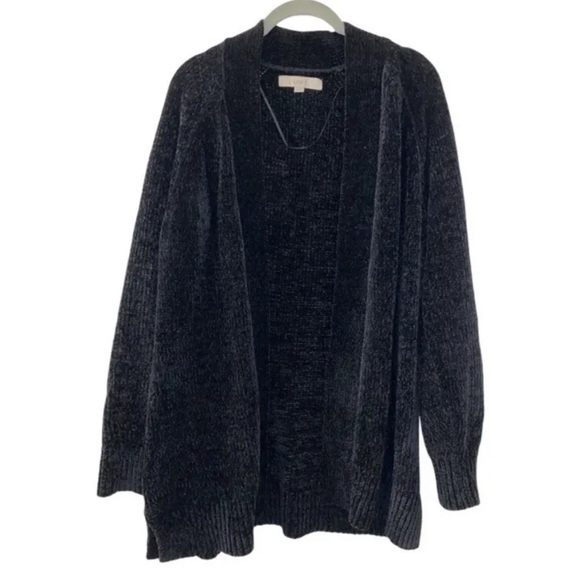 Loft Black Chenille Open Cardigan Size XS Petite - Picture 3 of 4